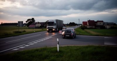 Ciężarówka uderzyła w Toyotę podczas wyprzedzania